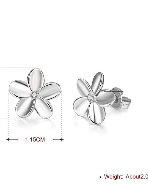 Load image into Gallery viewer, Crystal Flower Stud Earring in 18K White Gold Plated
