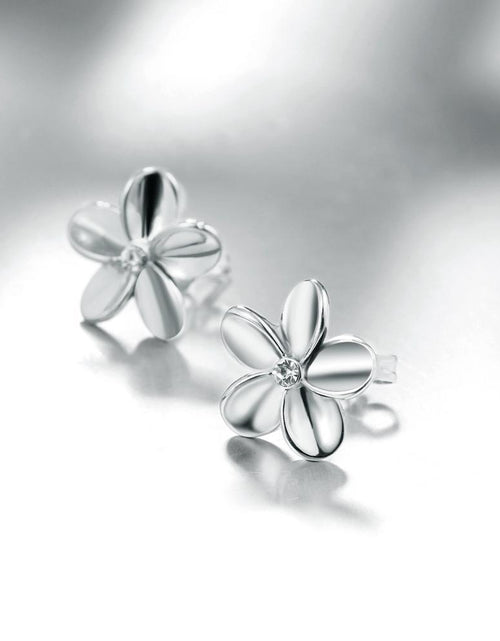 Load image into Gallery viewer, Crystal Flower Stud Earring in 18K White Gold Plated
