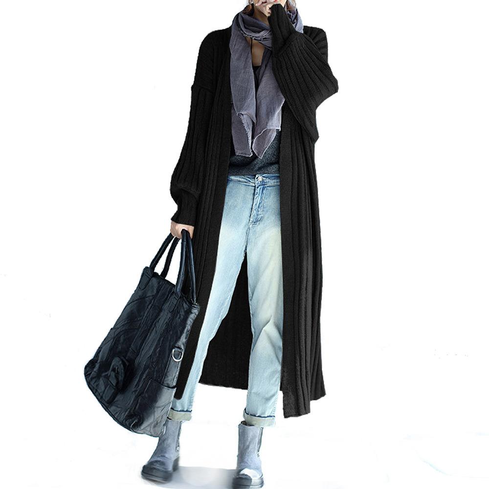 Womens Long Casual Street Style Cardigan in Black Clearance